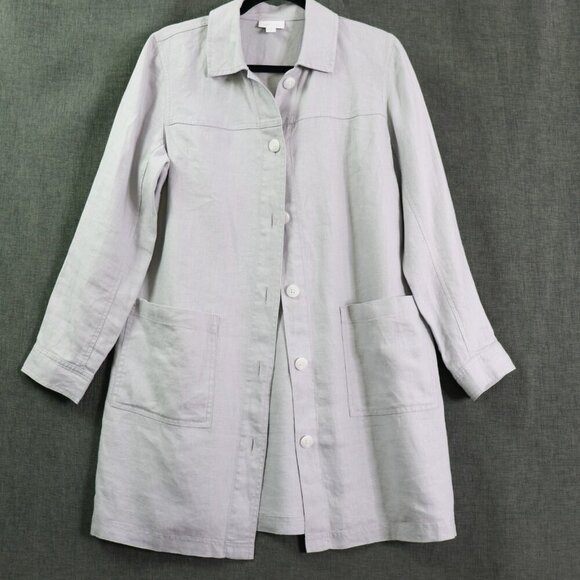 J. Jill Love Linen Artist Coat Jacket Tunic Women's Small Gray Pockets - Picture 4 of 16
